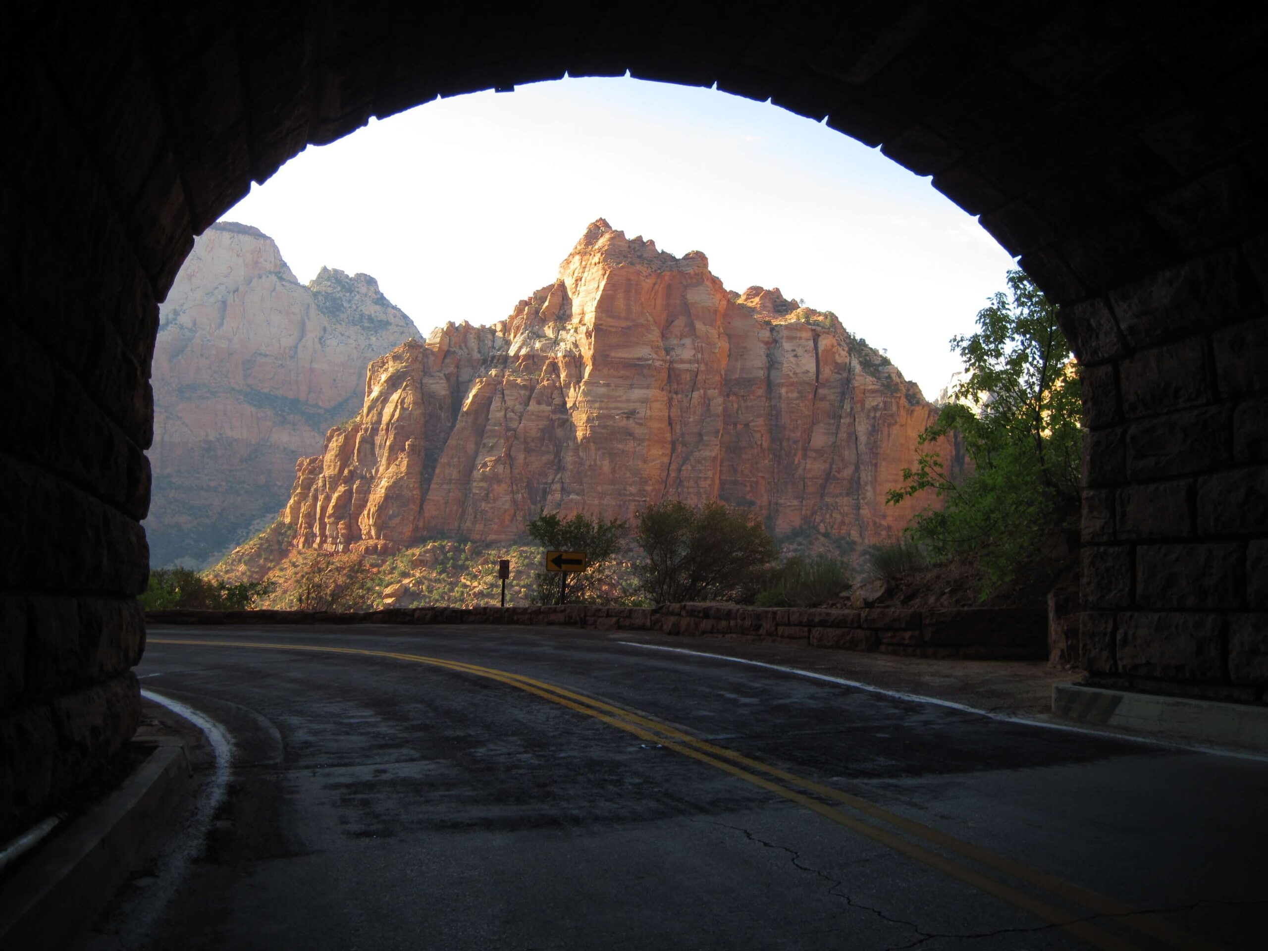 Tunnel view of rocky mountain landscape